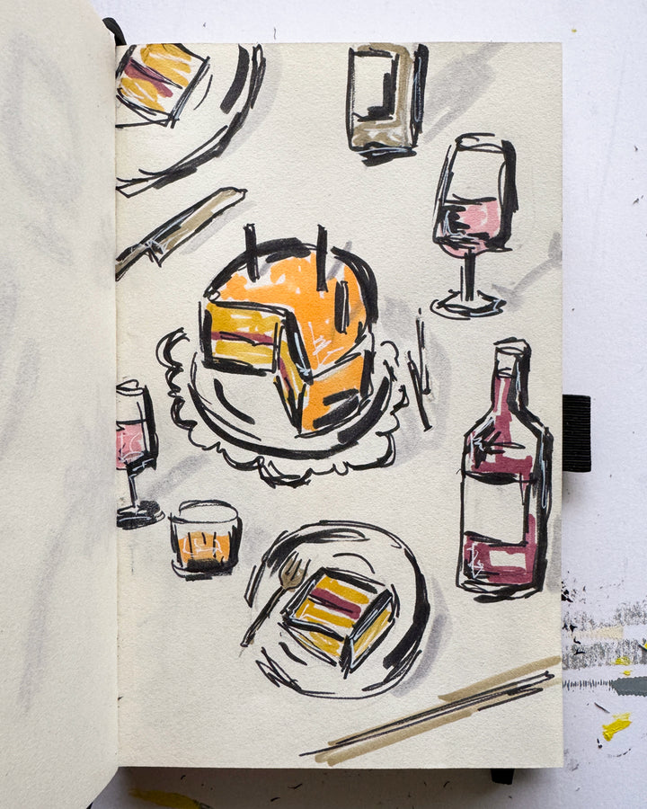 birthday cake sketch book illustration artist