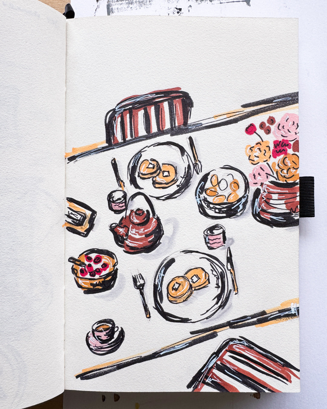 brunch food illustration loose style