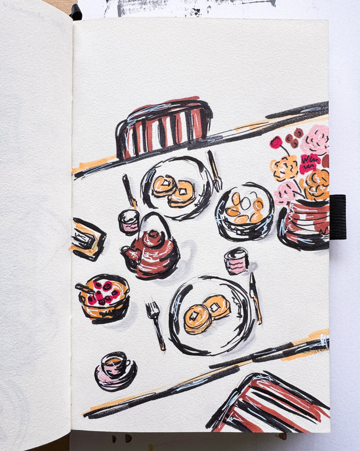 brunch food illustration loose style