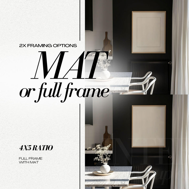 4x5 Frame Mockup PSD Modern Black Dining Room 24x30 Wood Frames Mock Up