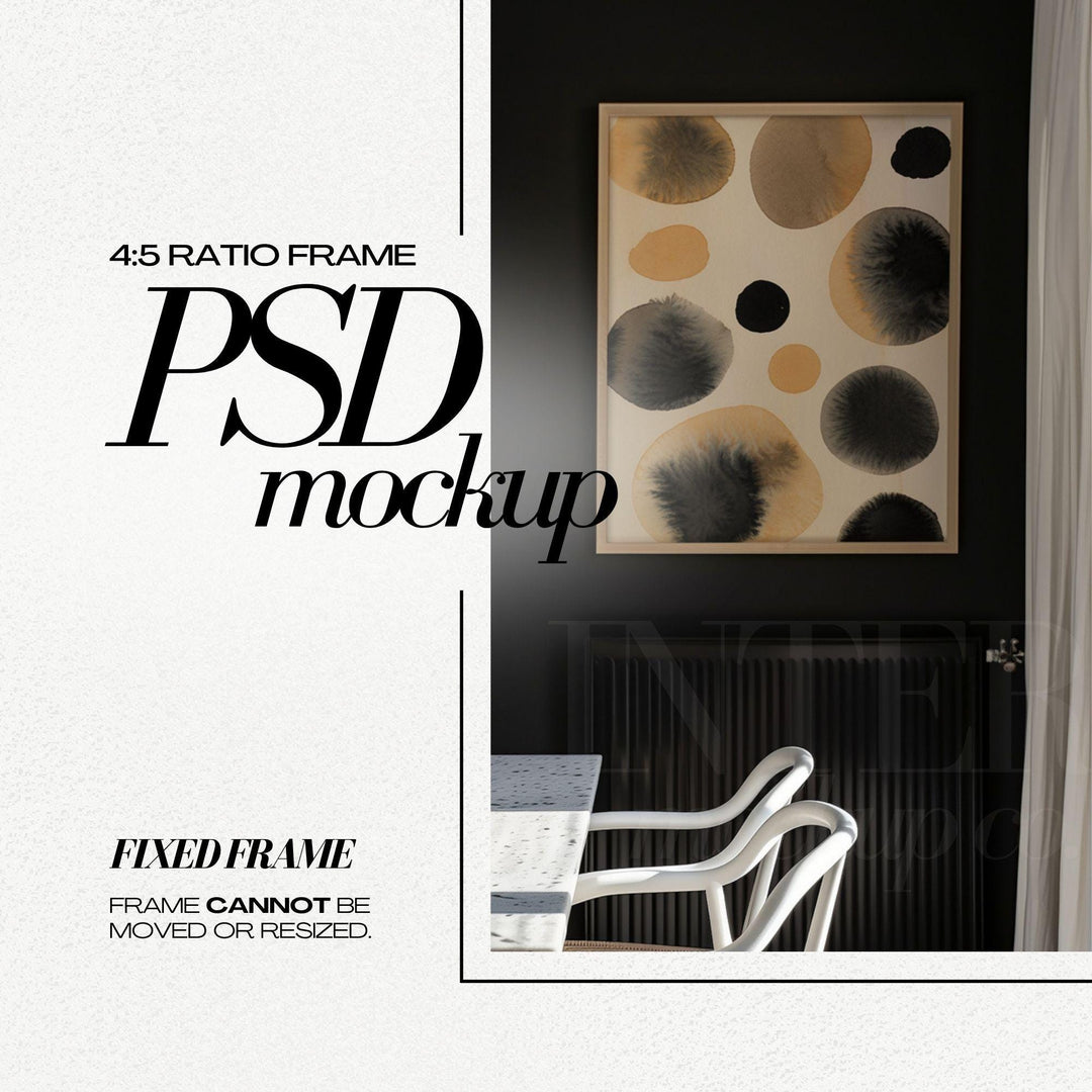 4x5 Frame Mockup PSD Modern Black Dining Room 24x30 Wood Frames Mock Up