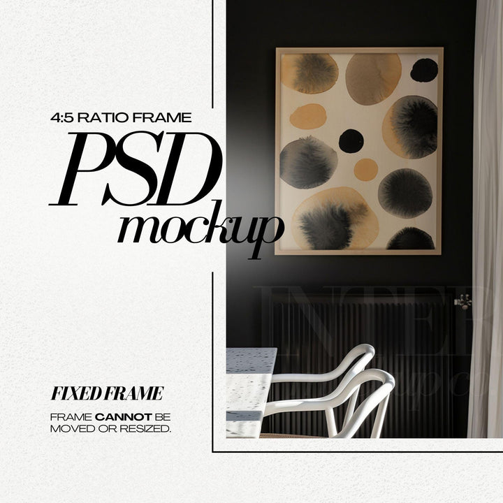 4x5 Frame Mockup PSD Modern Black Dining Room 24x30 Wood Frames Mock Up