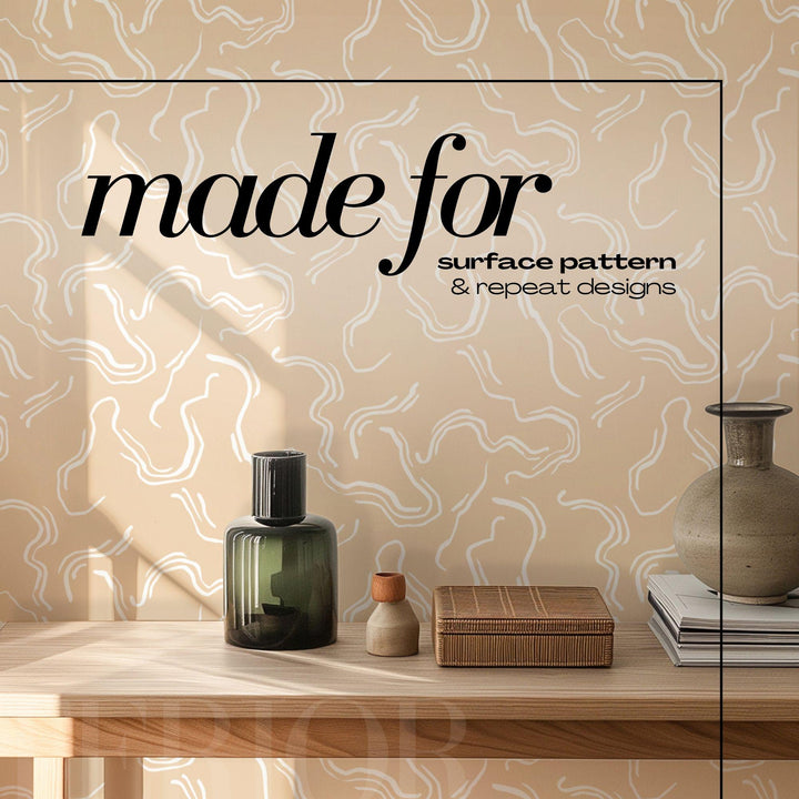 PSD Wallpaper Mockup Bundle Neutral Interior Mockups for Repeat Patterns