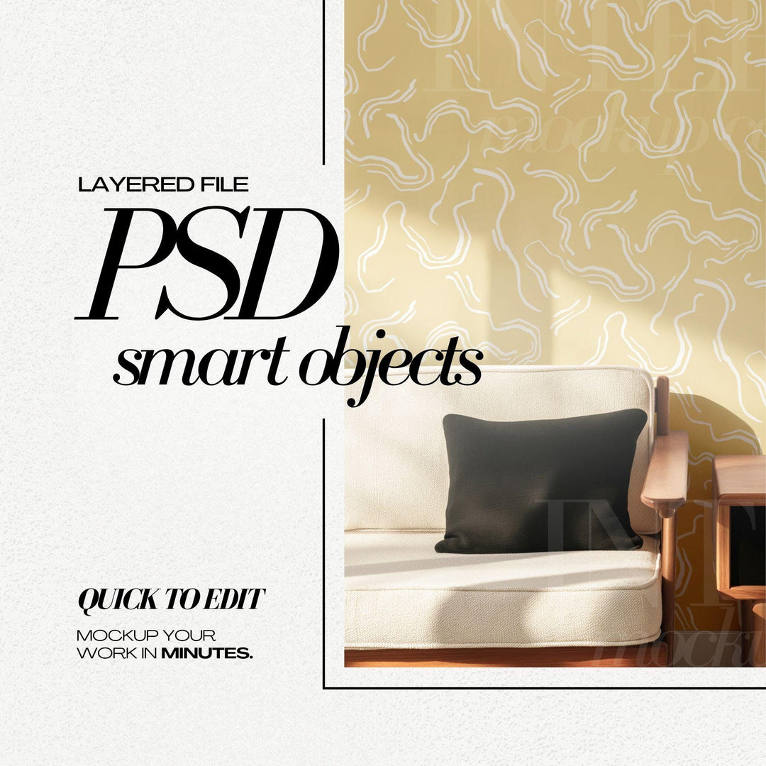 PSD Wallpaper Mockup Bundle Neutral Interior Mockups for Repeat Patterns