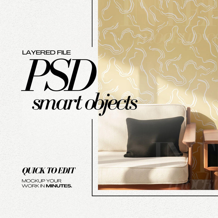 PSD Wallpaper Mockup Bundle Neutral Interior Mockups for Repeat Patterns