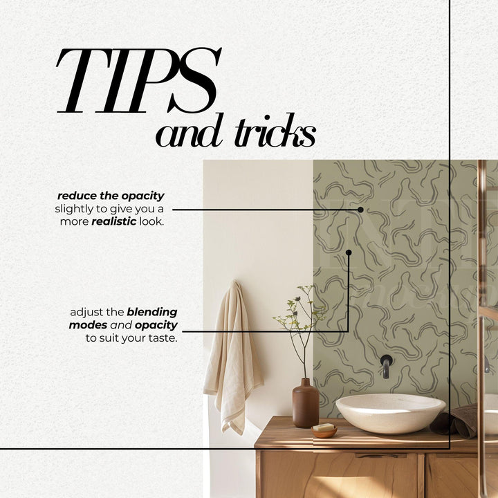 PSD Wallpaper Mockup Boho Bathroom Interior Wall Mural Mockups for Repeat Patterns