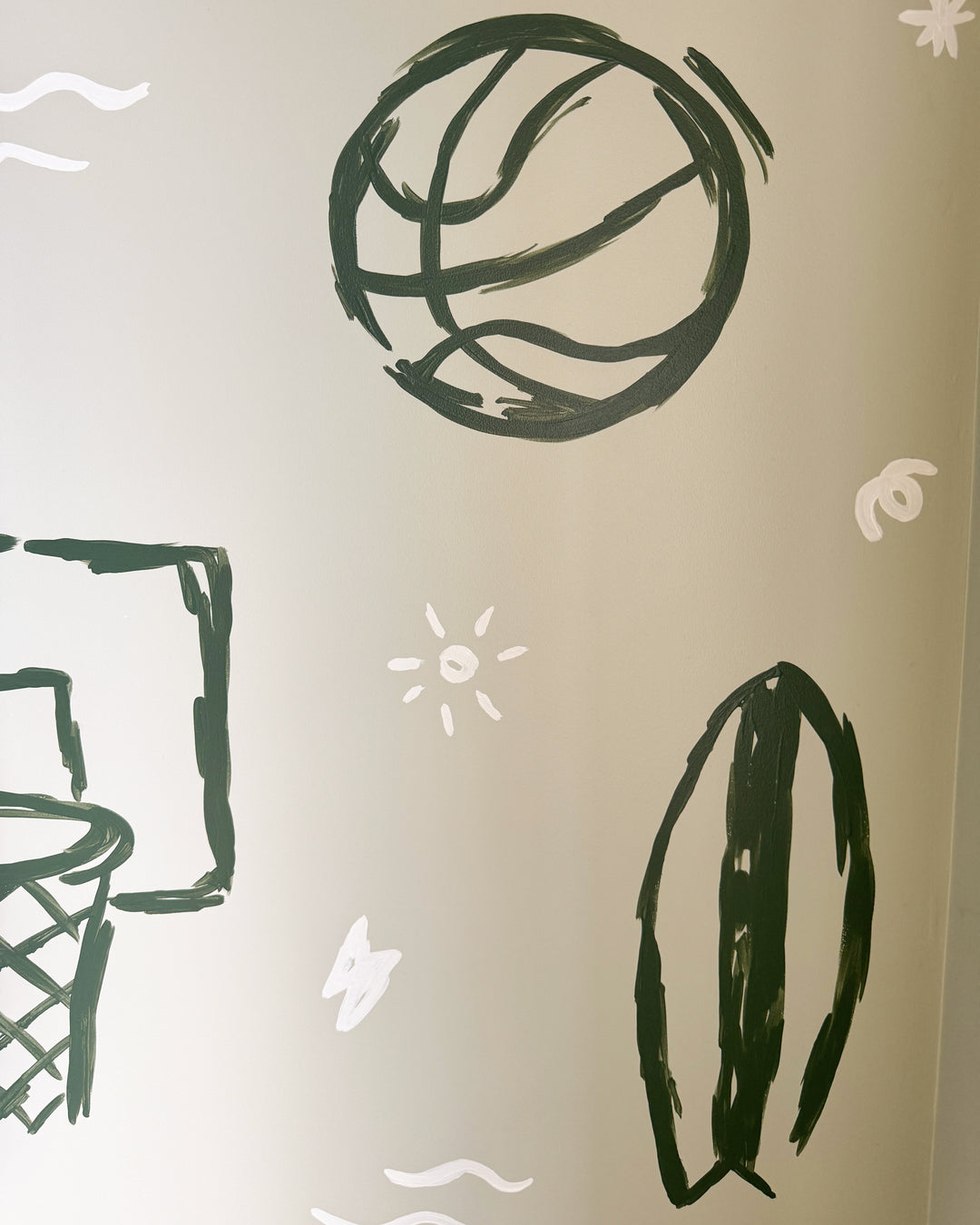 kids sports theme bedroom mural