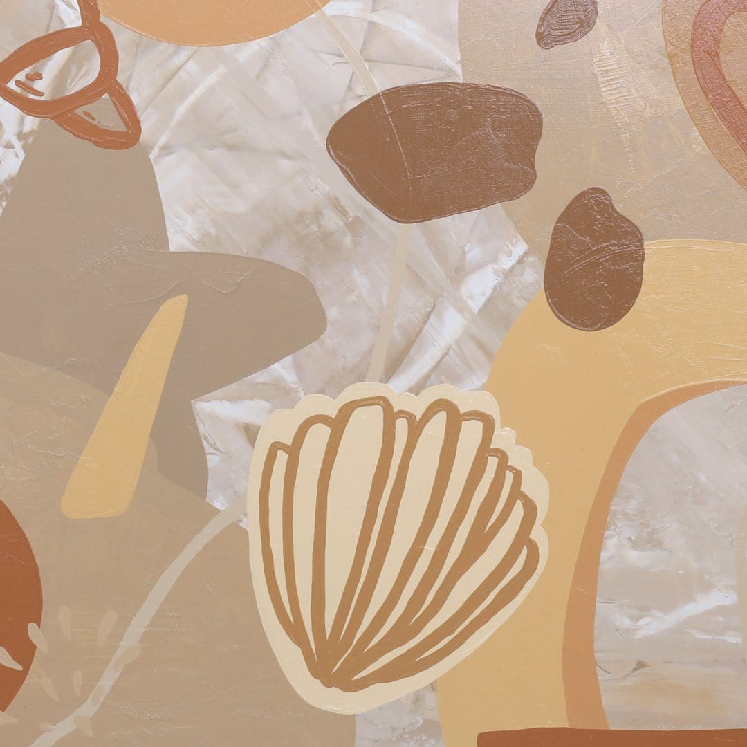 detail of painted sea shell artwork